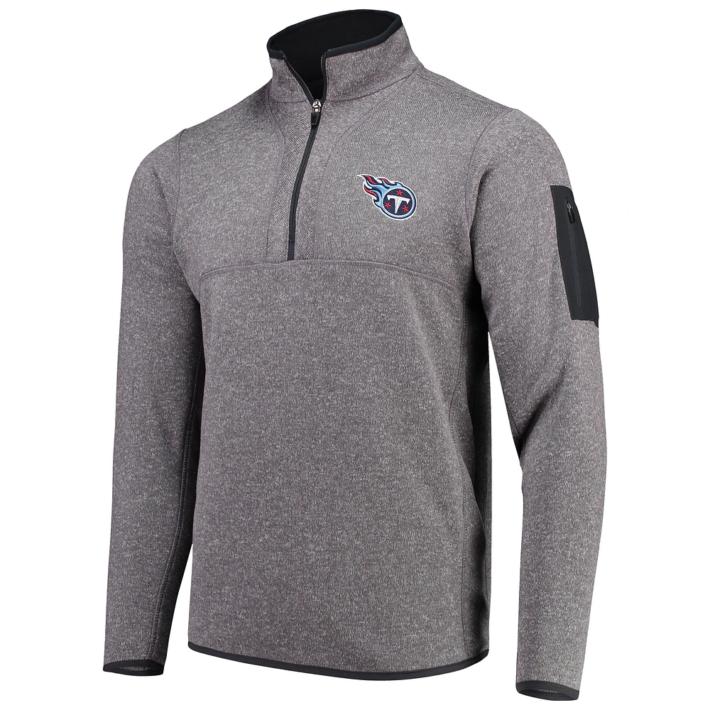 Men's Antigua Charcoal Tennessee Titans Fortune Quarter-Zip Pullover Jacket