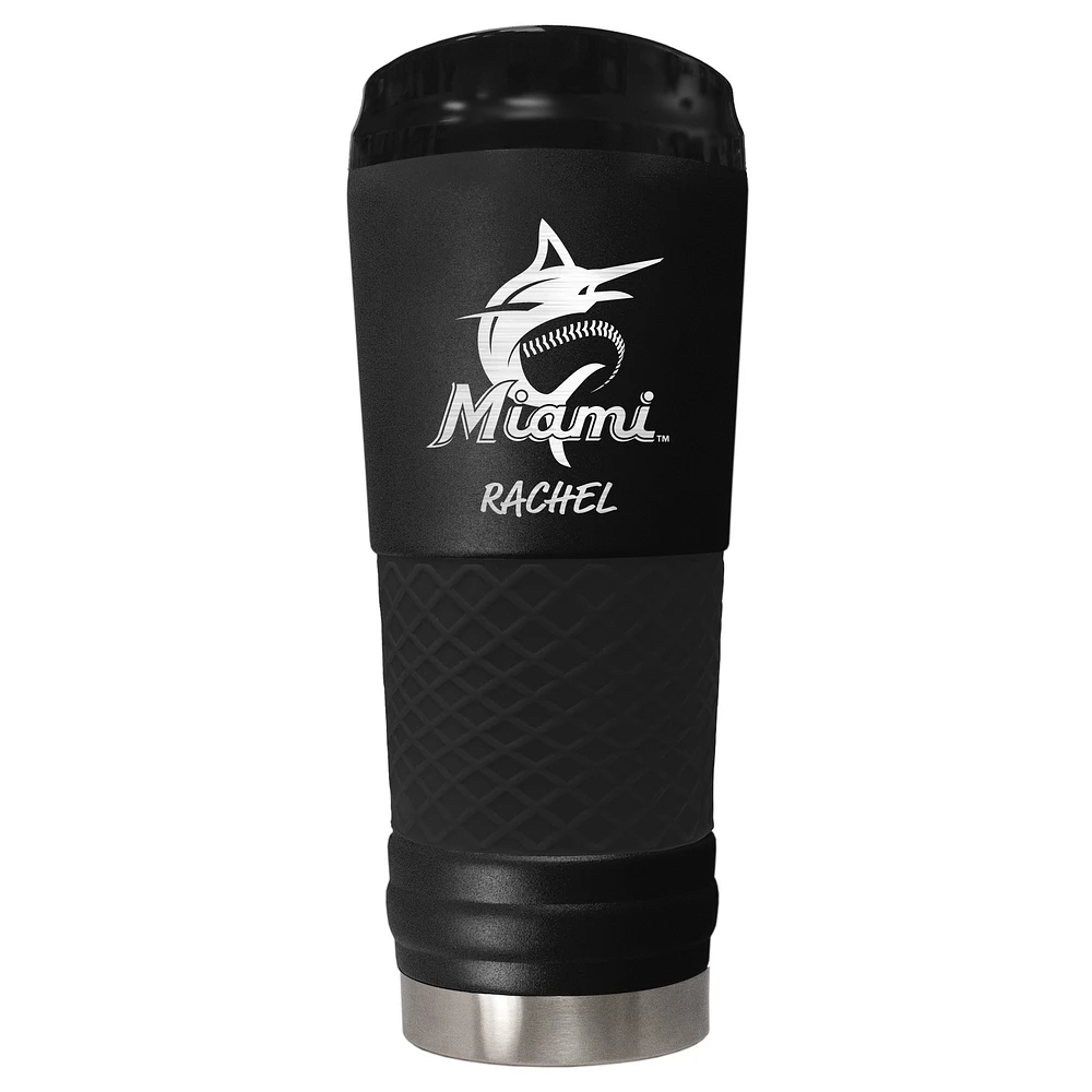 Black Miami Marlins 24oz. Personalized Stealth Draft Beverage Cup