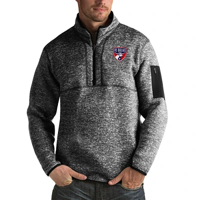 Men's Antigua Black FC Dallas Fortune Big & Tall Quarter-Zip Pullover Jacket