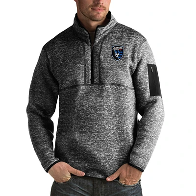 Men's Antigua Black San Jose Earthquakes Fortune Quarter-Zip Pullover Jacket