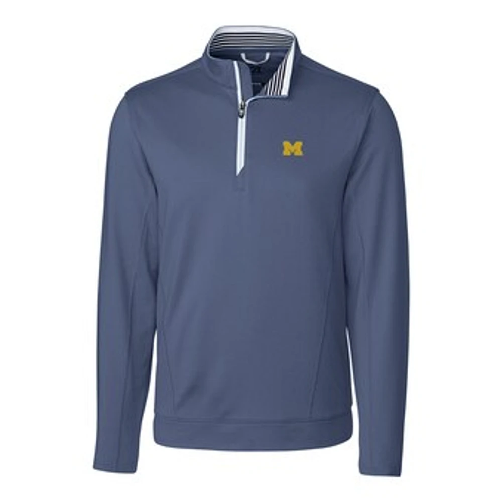 Men's Cutter & Buck Navy Michigan Wolverines Endurance Long Sleeve Half-Zip Pullover Jacket