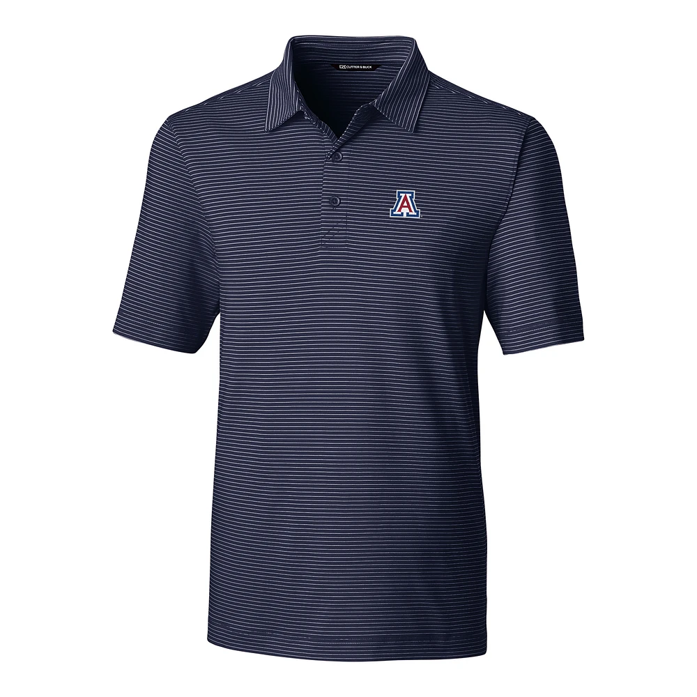 Men's Cutter & Buck Navy Arizona Wildcats Forge Pencil Stripe Polo