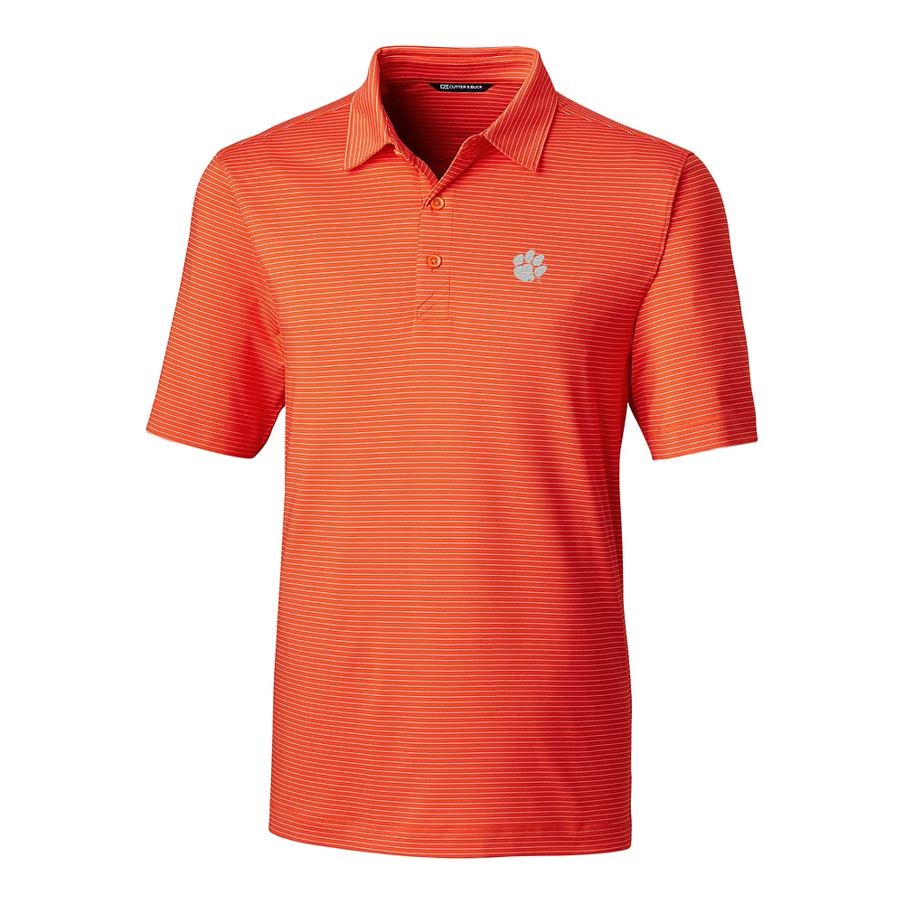Men's Cutter & Buck Orange Clemson Tigers Forge Pencil Stripe Polo