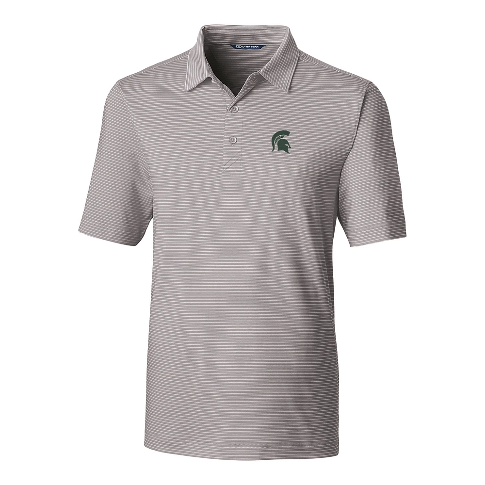 Men's Cutter & Buck Gray Michigan State Spartans Forge Pencil Stripe Polo
