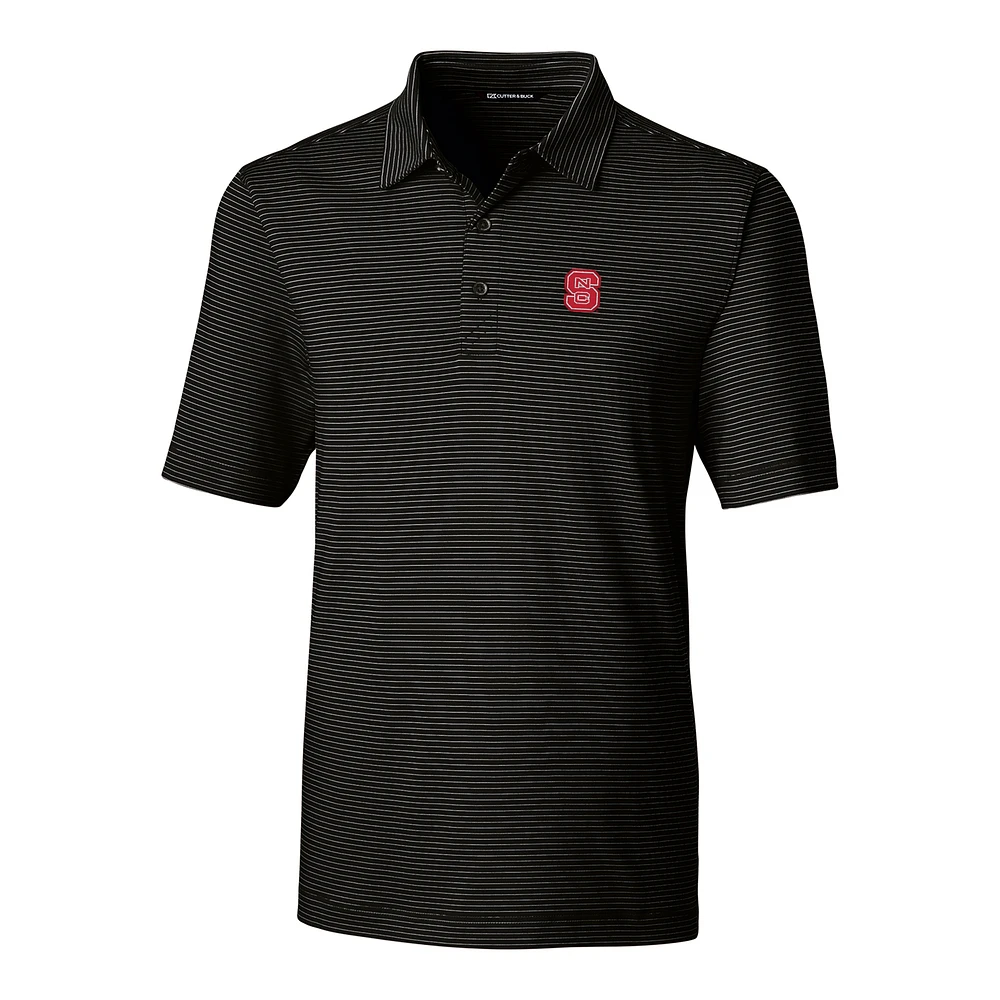 Men's Cutter & Buck Black NC State Wolfpack Forge Pencil Stripe Polo