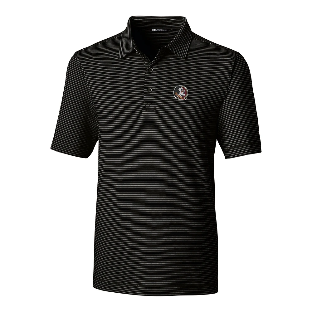 Men's Cutter & Buck Black Florida State Seminoles Forge Pencil Stripe Polo