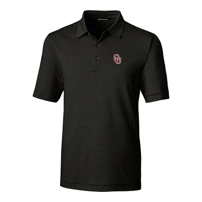 Men's Cutter & Buck Black Oklahoma Sooners Forge Pencil Stripe Polo