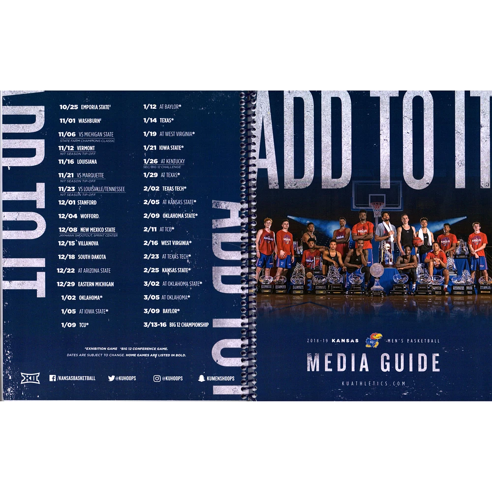 Kansas Jayhawks 2018-2019 Men's Basketball Media Guide
