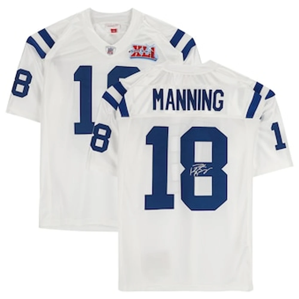 Peyton Manning Indianapolis Colts Autographed Mitchell & Ness 2006 Super Bowl Patch White Authentic Jersey