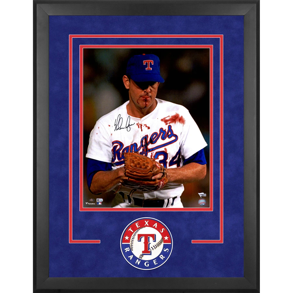 Nolan Ryan Texas Rangers Deluxe Framed Autographed 16" x 20" Bloody Lip Photograph