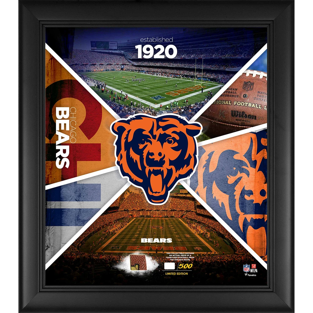 Chicago Bears Framed 15" x 17" Team Impact Collage with a Piece of Game-Used Football - Limited Edition of 500
