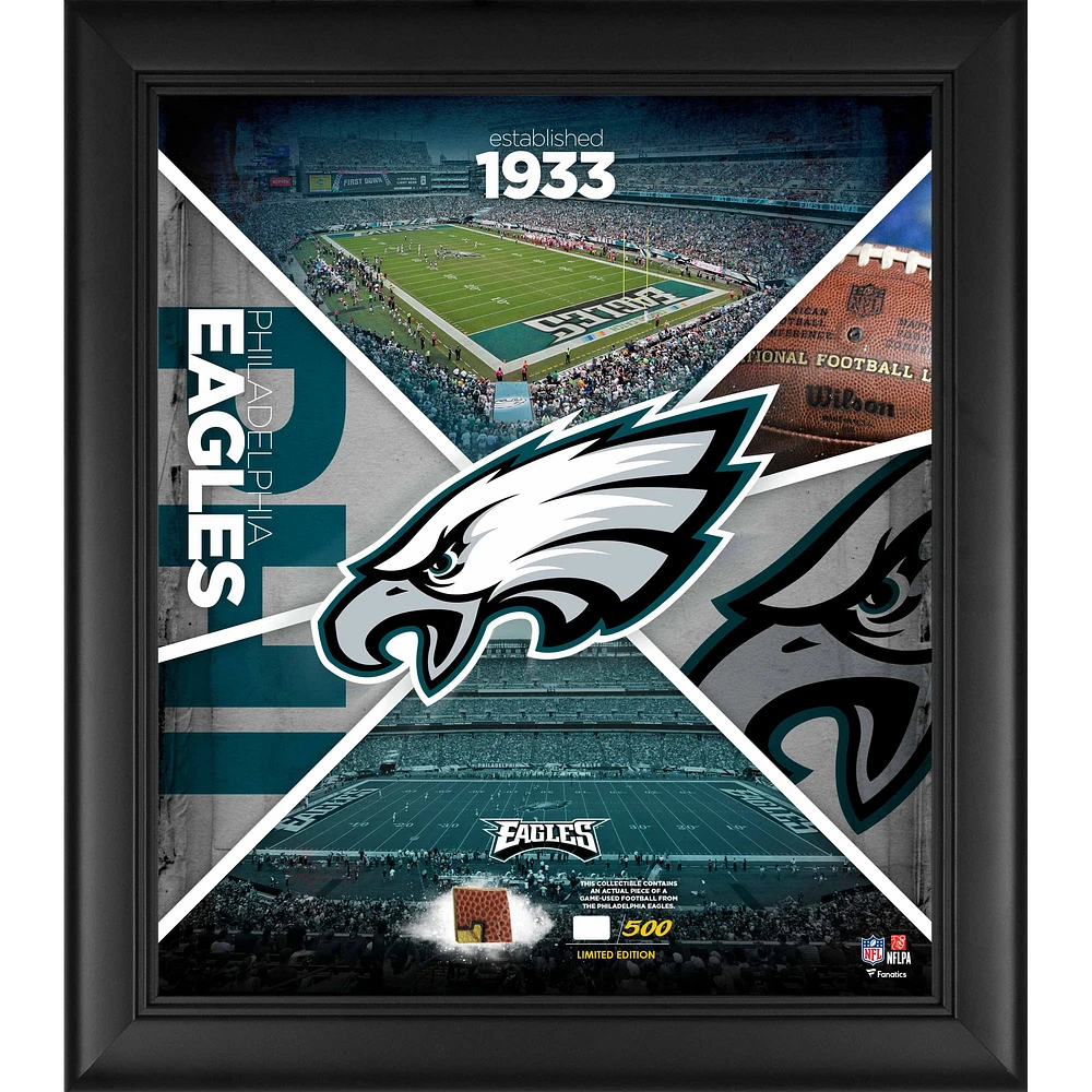 Philadelphia Eagles Framed 15" x 17" Team Impact Collage with a Piece of Game-Used Football - Limited Edition of 500