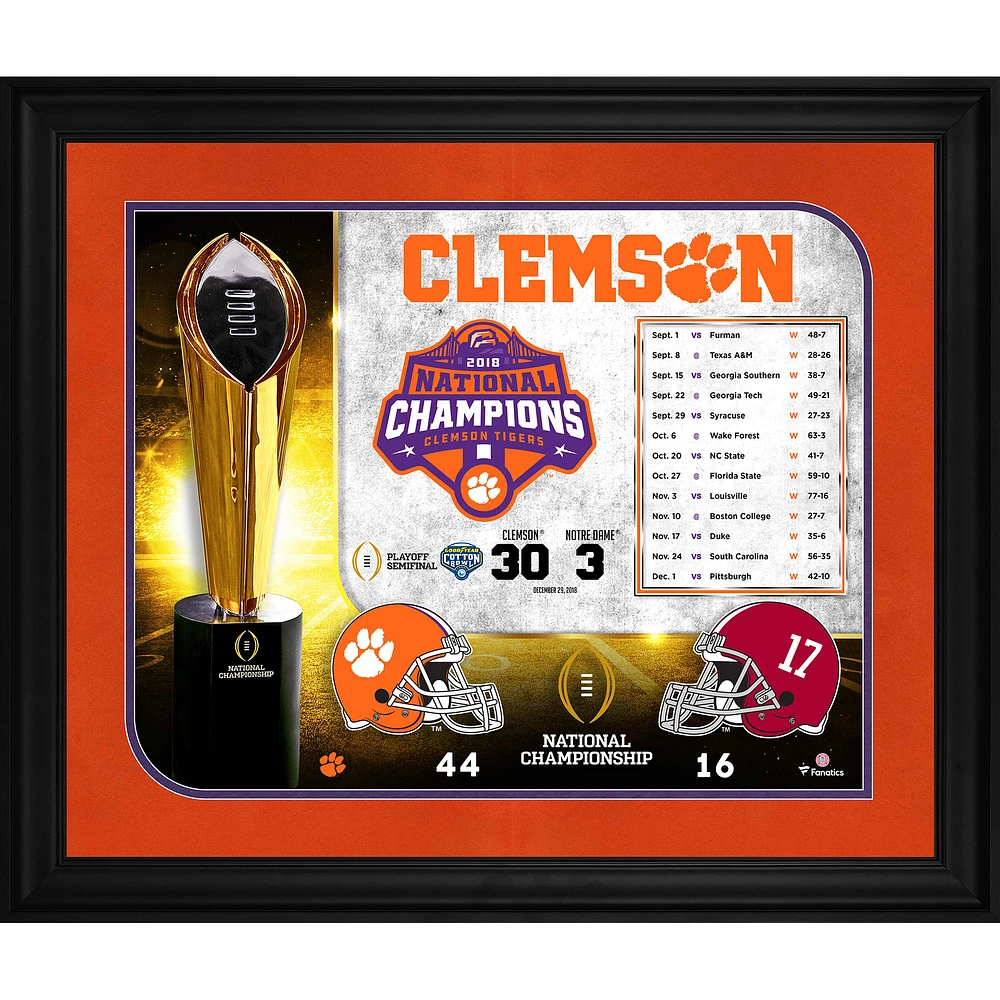 Clemson Tigers College Football Playoff 2018 National Champions Framed 20" x 24" Collage