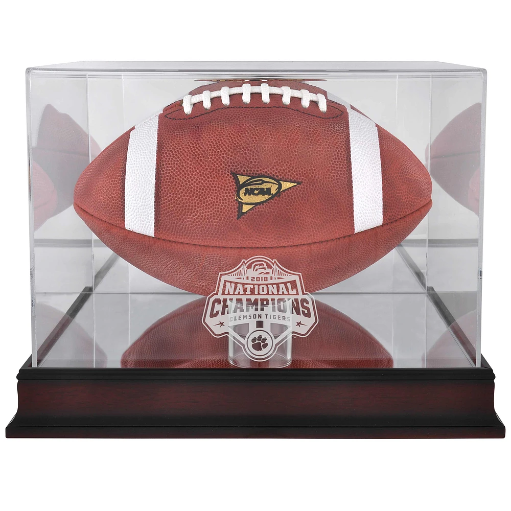 Clemson Tigers College Football Playoff 2018 National Champions Logo Mahogany Football Display Case
