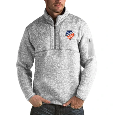 Men's Antigua Gray FC Cincinnati Fortune Quarter-Zip Pullover Jacket