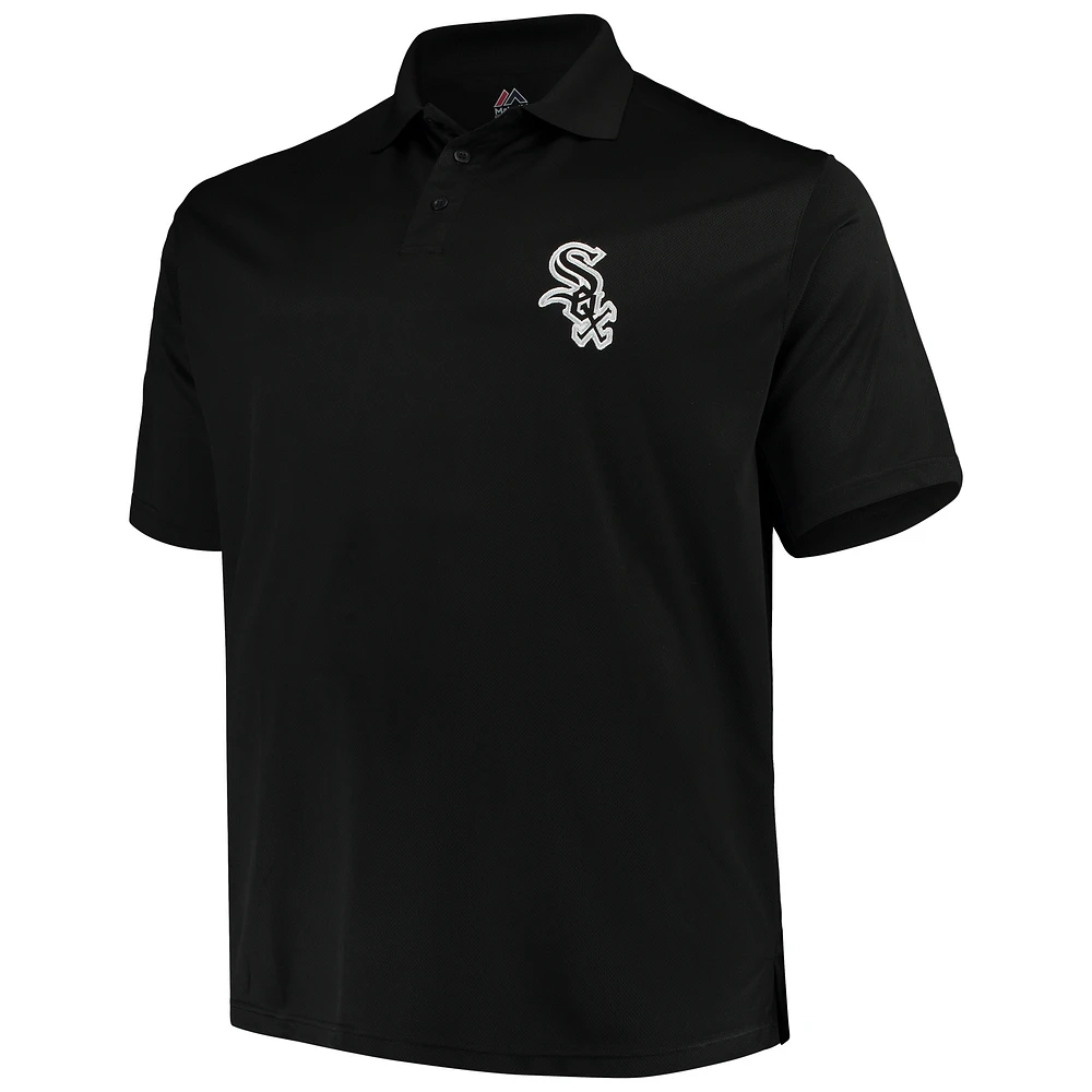 Men's Majestic Black Chicago White Sox Big & Tall Solid Birdseye Polo