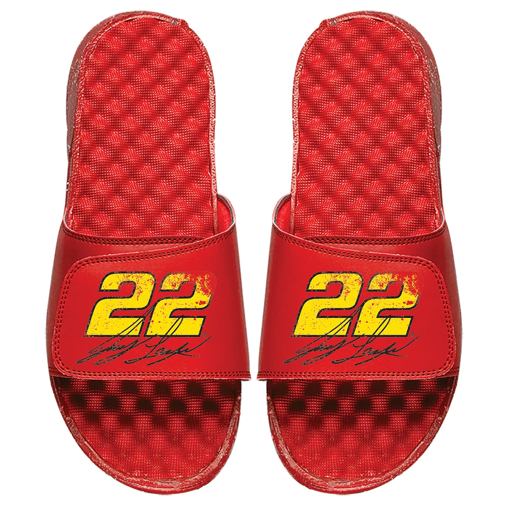 Youth ISlide Red Joey Logano NASCAR Driver Distressed Slide Sandals