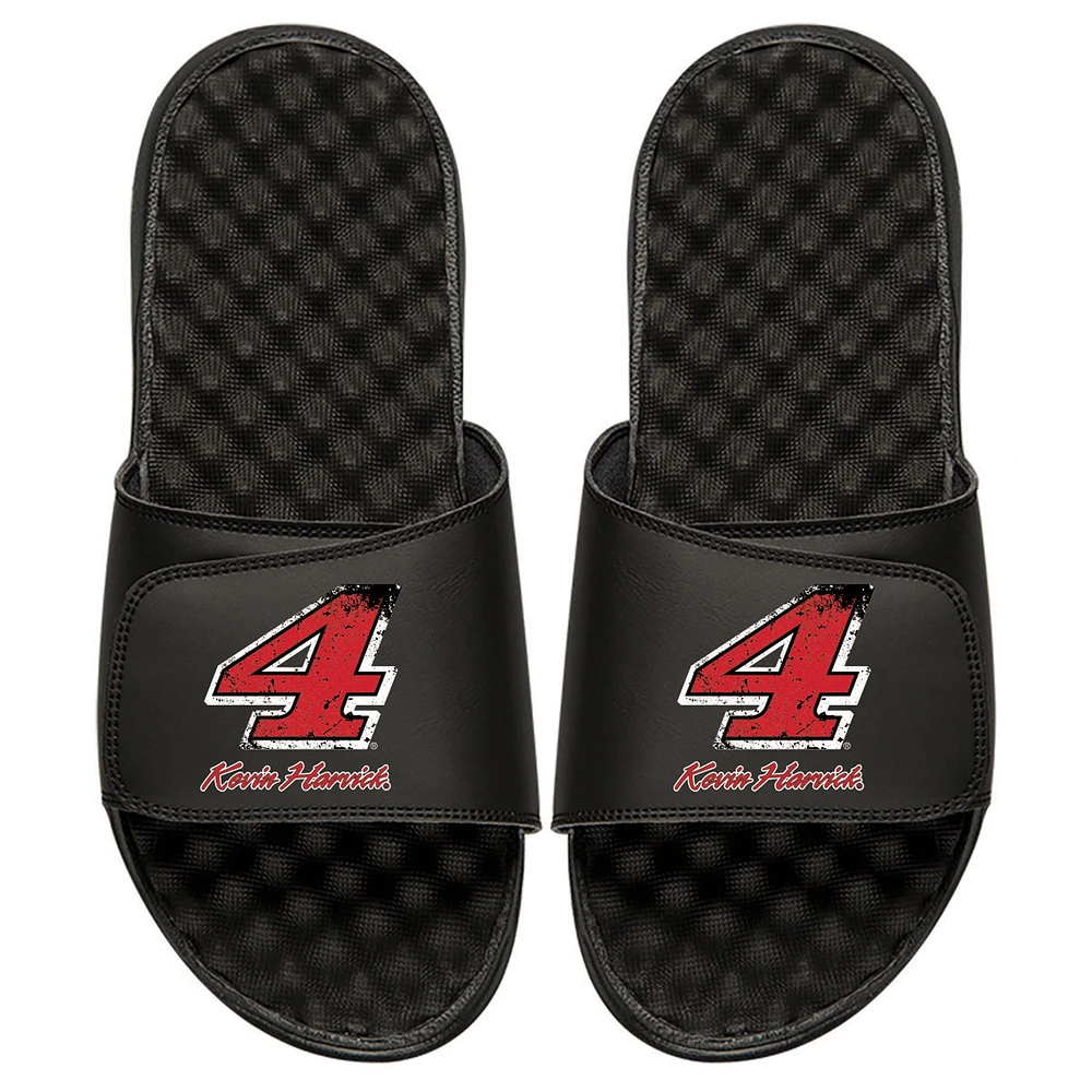Men's ISlide Black Kevin Harvick NASCAR Driver Distressed Slide Sandals