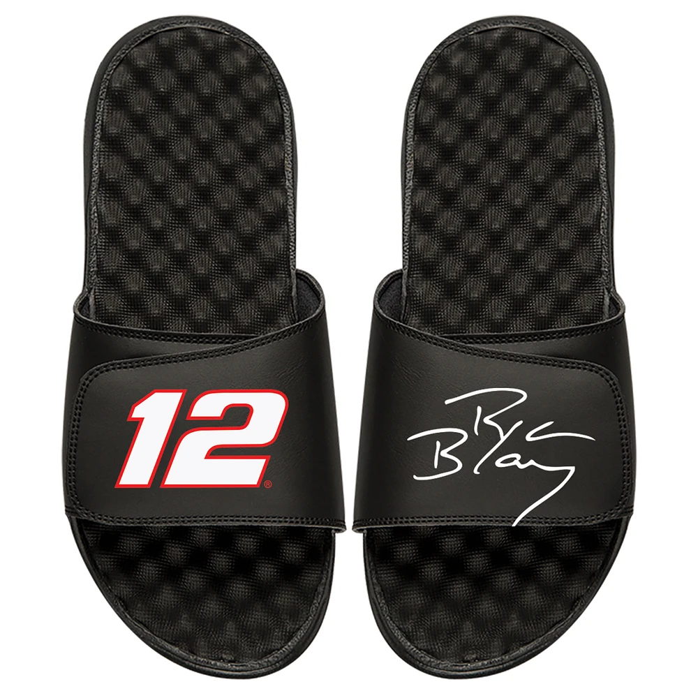 Men's ISlide Black Ryan Blaney NASCAR Driver Split Slide Sandals
