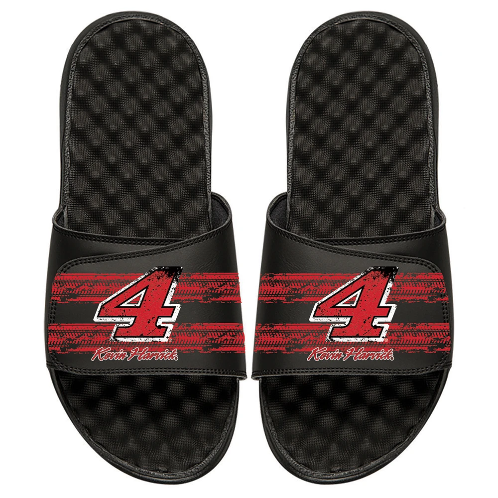 Men's ISlide Black Kevin Harvick NASCAR Driver Tire Marks Slide Sandals