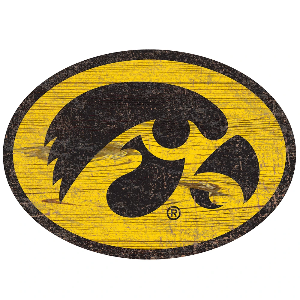 Iowa Hawkeyes Distressed Logo Cutout Sign