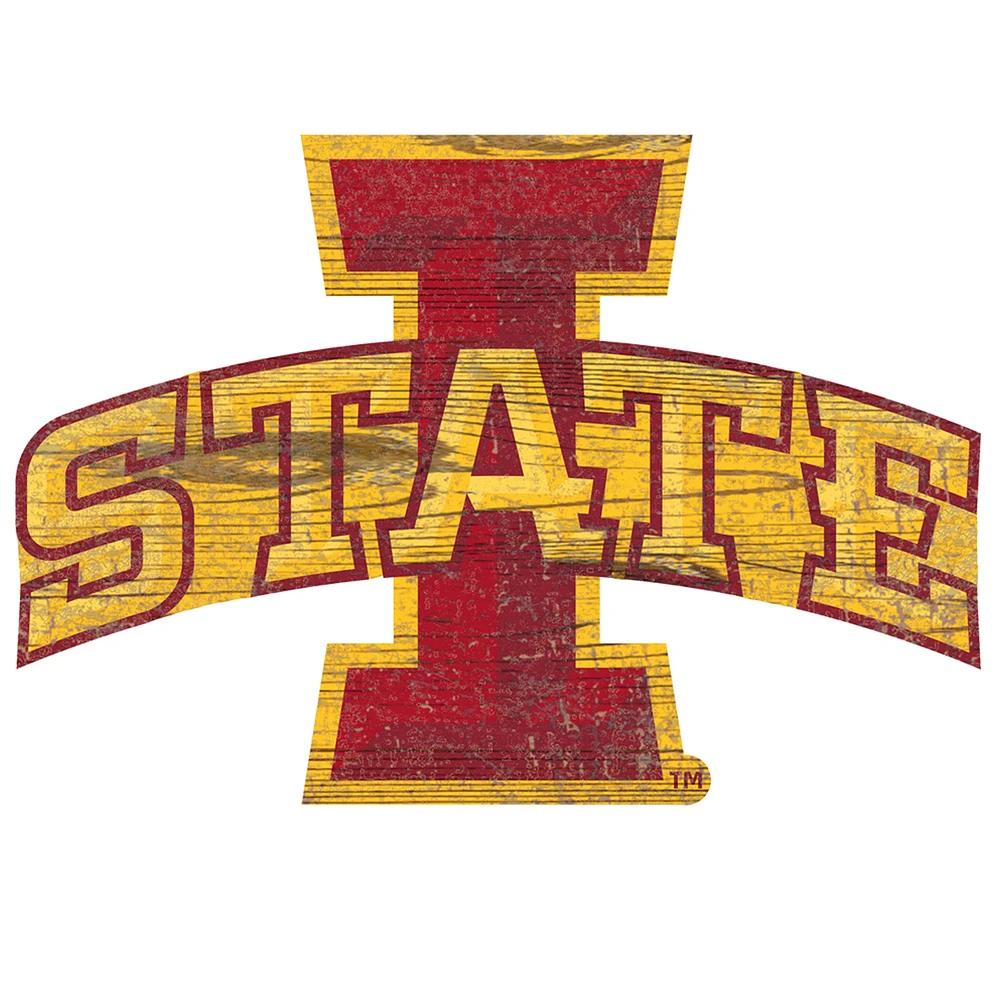Iowa State Cyclones Distressed Logo Cutout Sign
