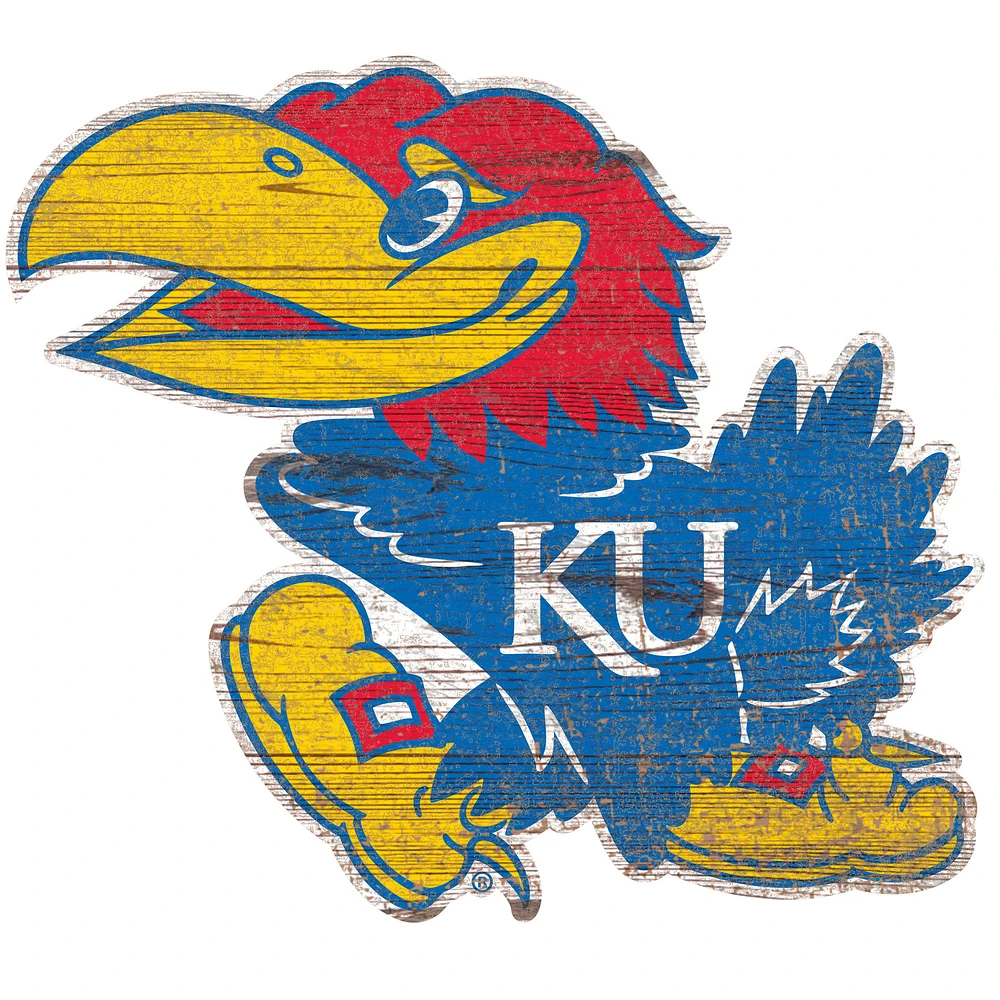 Kansas Jayhawks Distressed Logo Cutout Sign