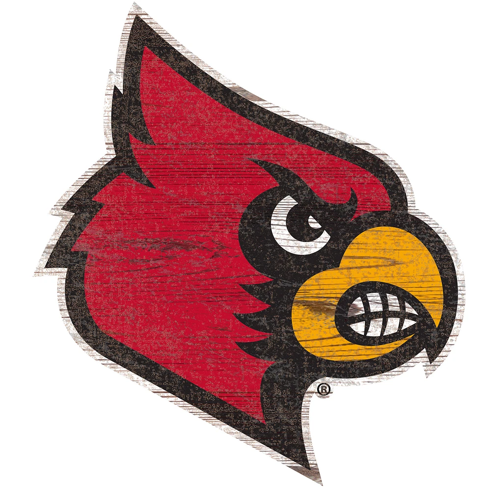 Louisville Cardinals Distressed Logo Cutout Sign