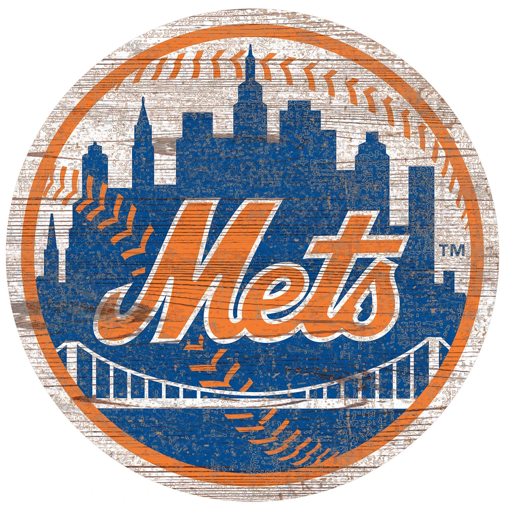 New York Mets Distressed Logo Cutout Sign