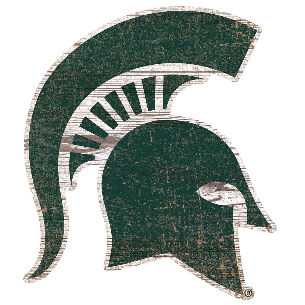 Michigan State Spartans Distressed Logo Cutout Sign