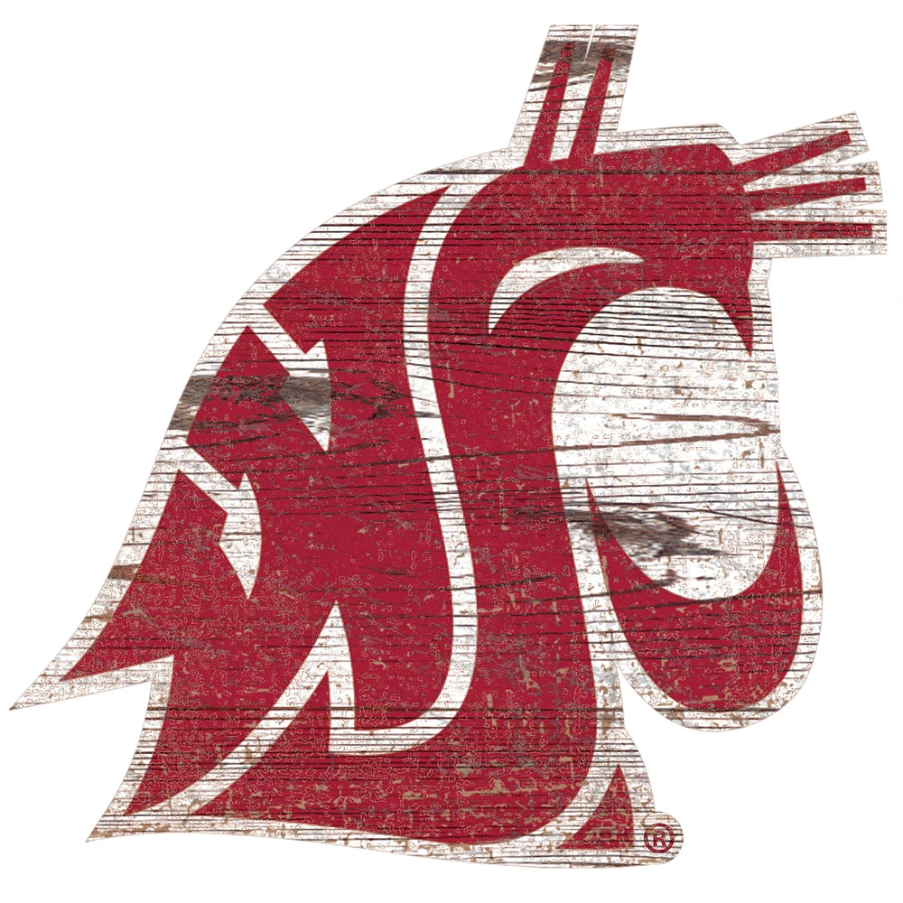 Washington State Cougars Distressed Logo Cutout Sign