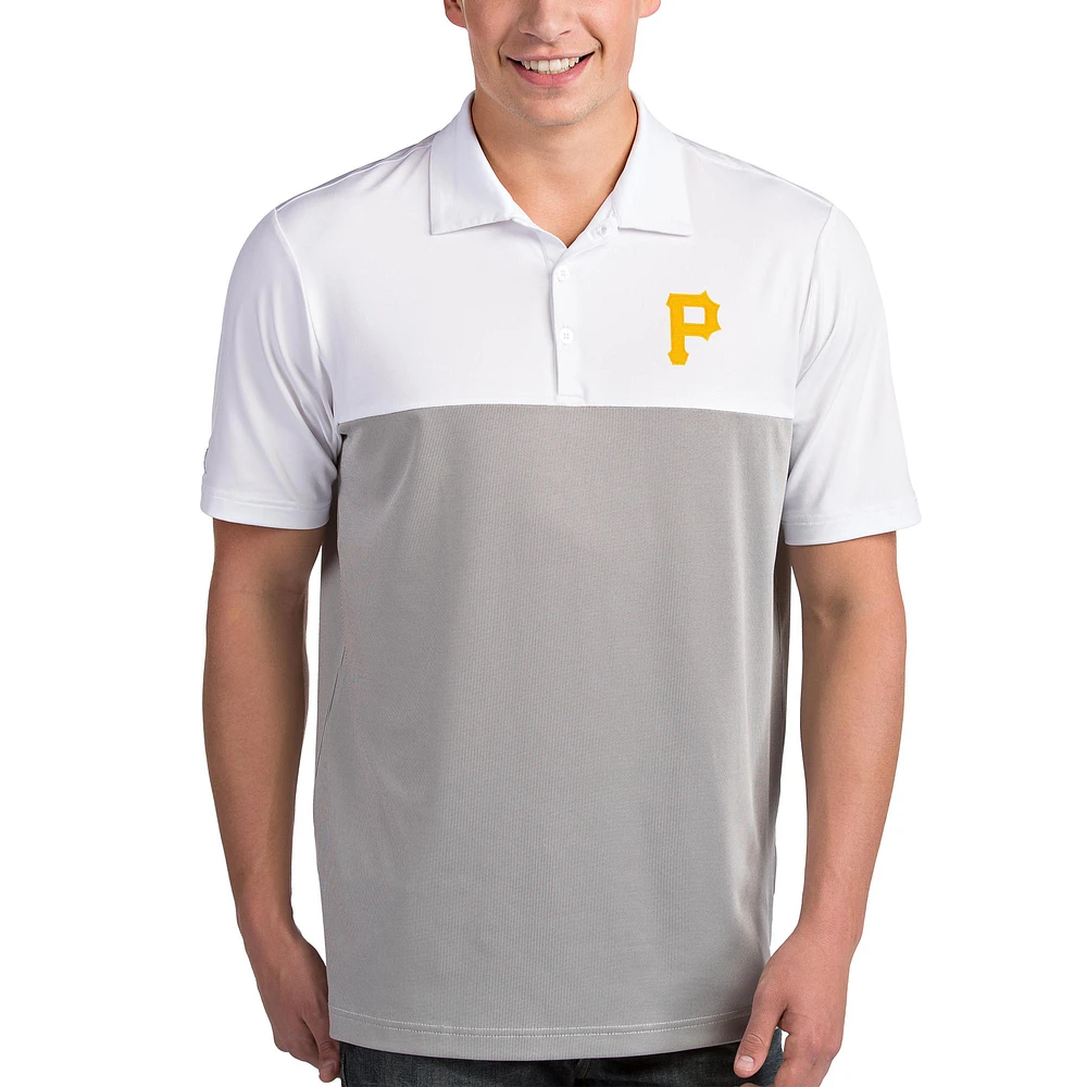 Men's Antigua White/Gray Pittsburgh Pirates Venture Polo