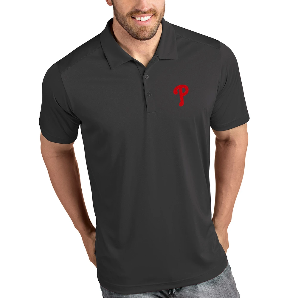 Men's Antigua Gray Philadelphia Phillies Tribute Polo