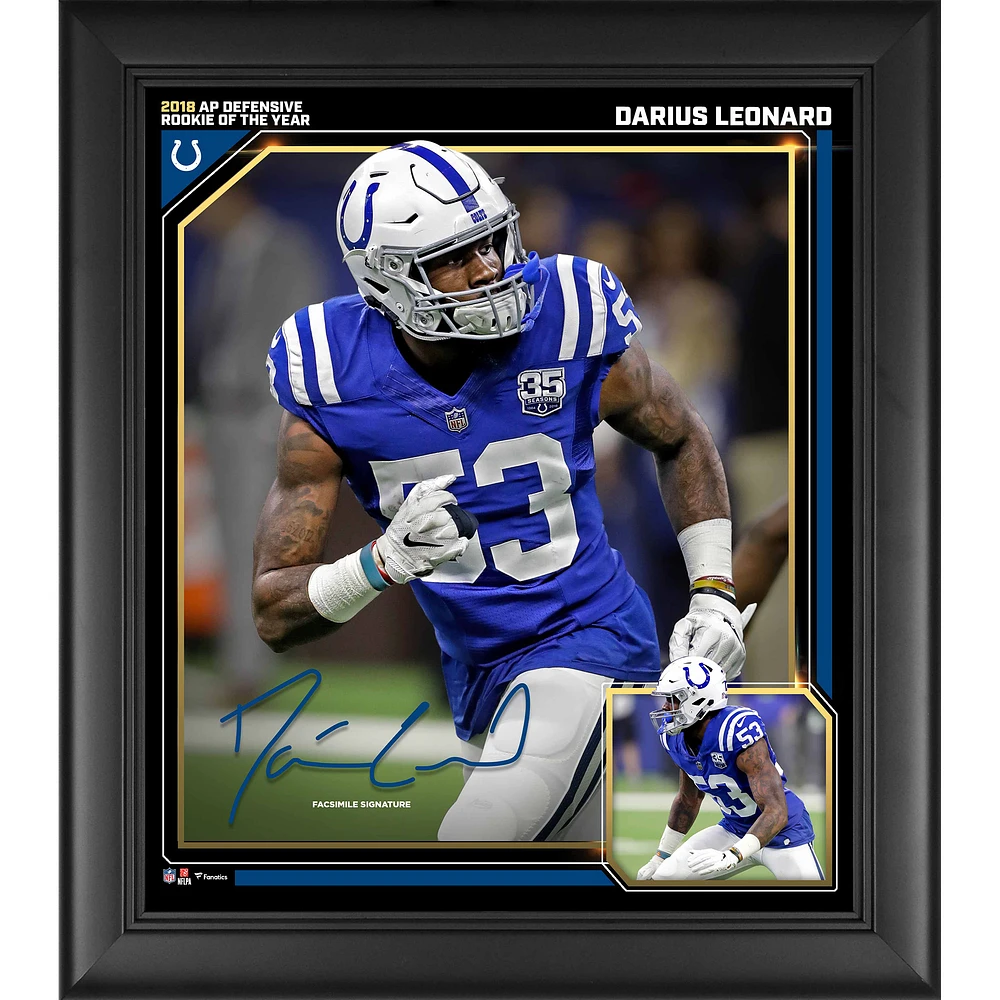 Shaquille Leonard Indianapolis Colts 2018 NFL Defensive Rookie of the Year Framed 15" x 17" Collage - Facsimile Signature