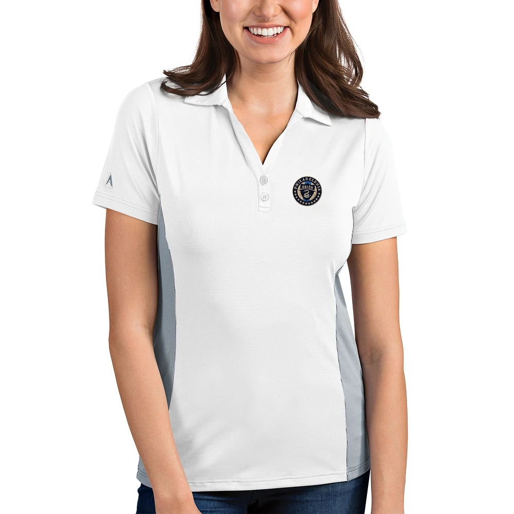 Philadelphia Union Antigua Women's Venture Polo - White/Steel