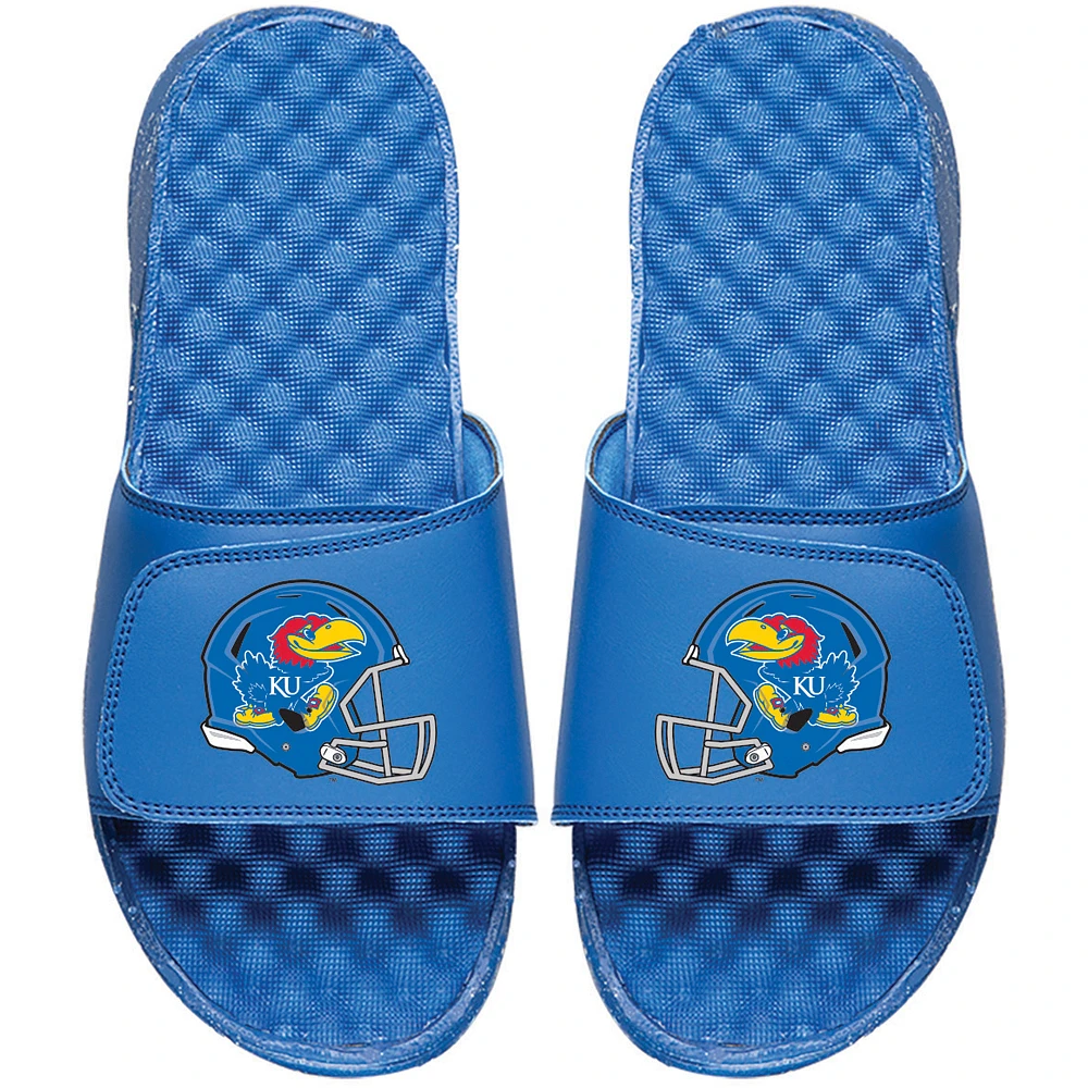 Men's ISlide Royal Kansas Jayhawks Helmet Logo Slide Sandals
