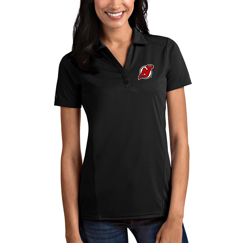 Women's Antigua Black New Jersey Devils Tribute Polo