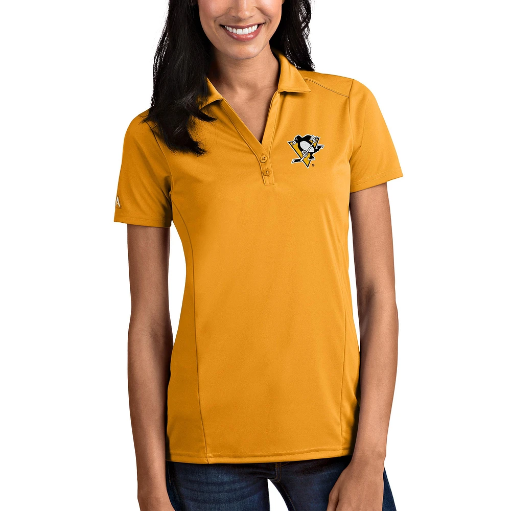 Women's Antigua Gold Pittsburgh Penguins Tribute Polo