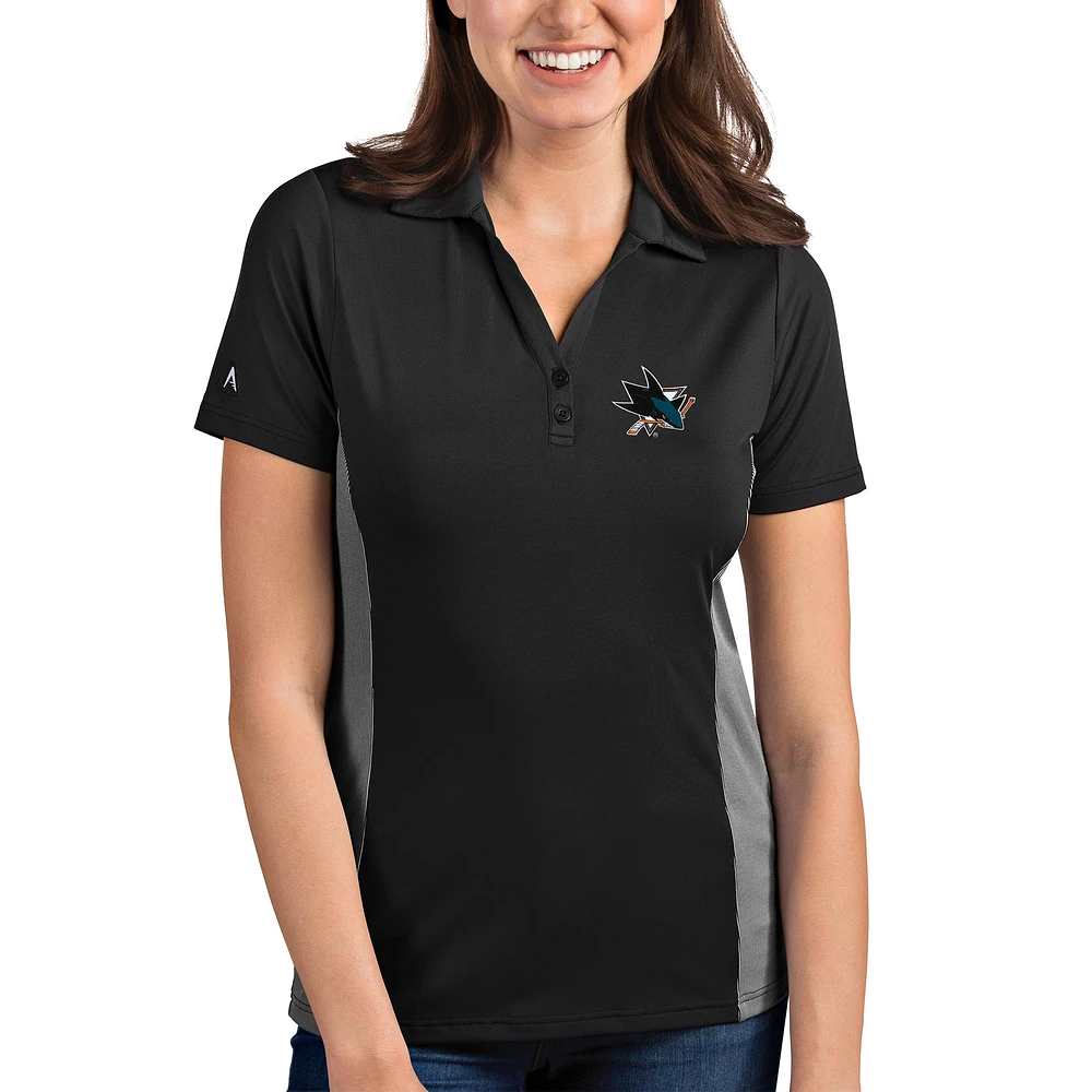 Women's Antigua Black/Gray San Jose Sharks Venture Polo