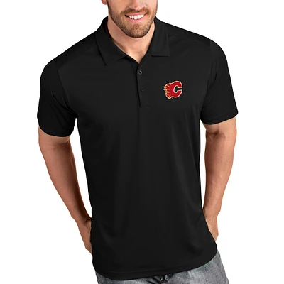 Men's Antigua Black Calgary Flames Tribute Polo