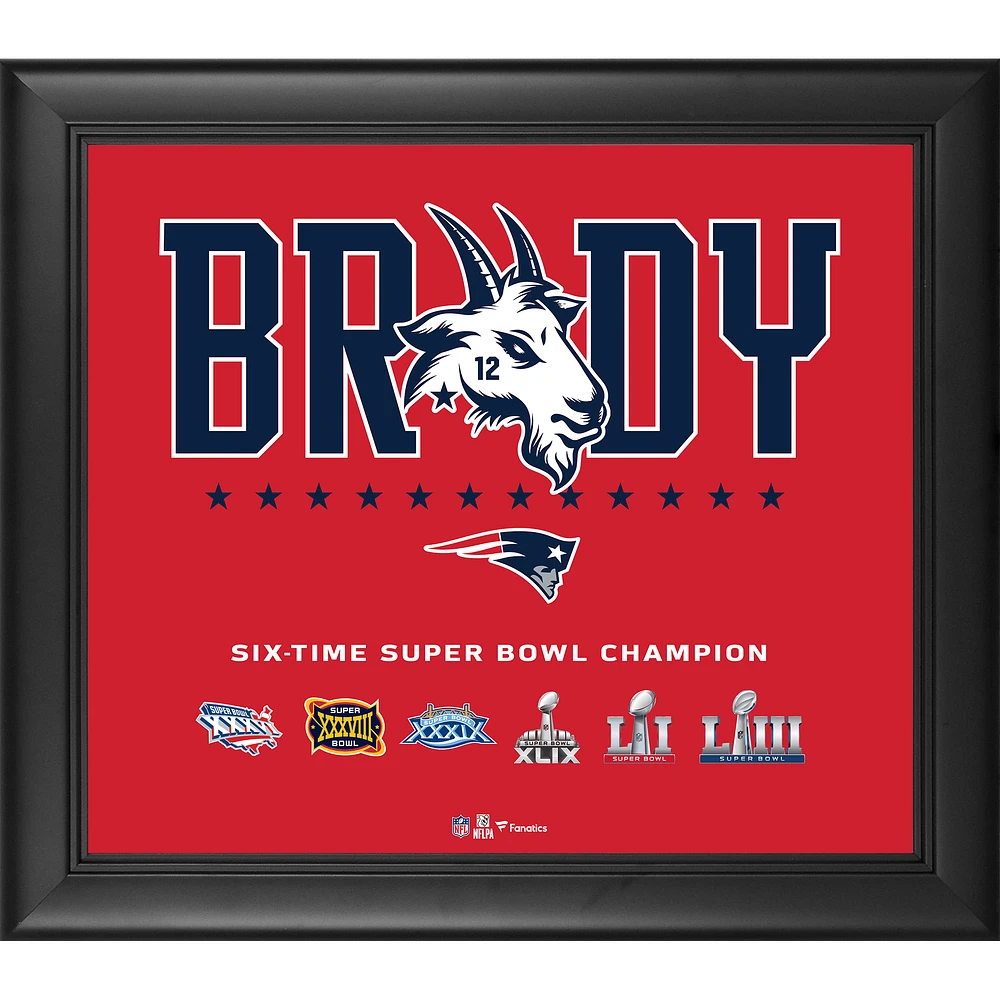 Tom Brady New England Patriots Framed 15" x 17" G.O.A.T. Collage