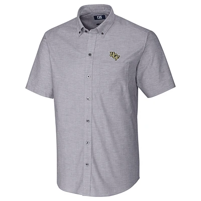 Men's Cutter & Buck Charcoal UCF Knights Stretch Oxford Button-Down Short Sleeve Shirt