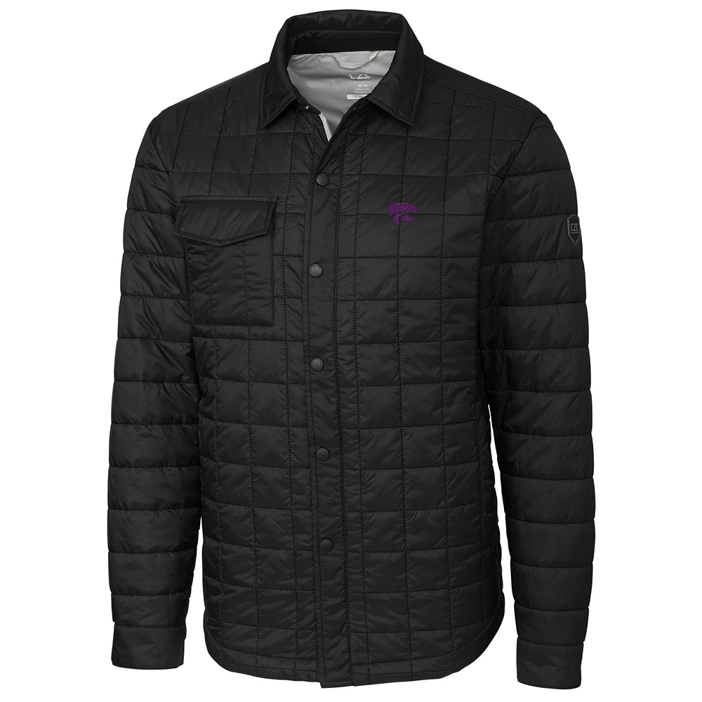 Men's Cutter & Buck Black Kansas State Wildcats Rainier Full-Snap Shirt Jacket