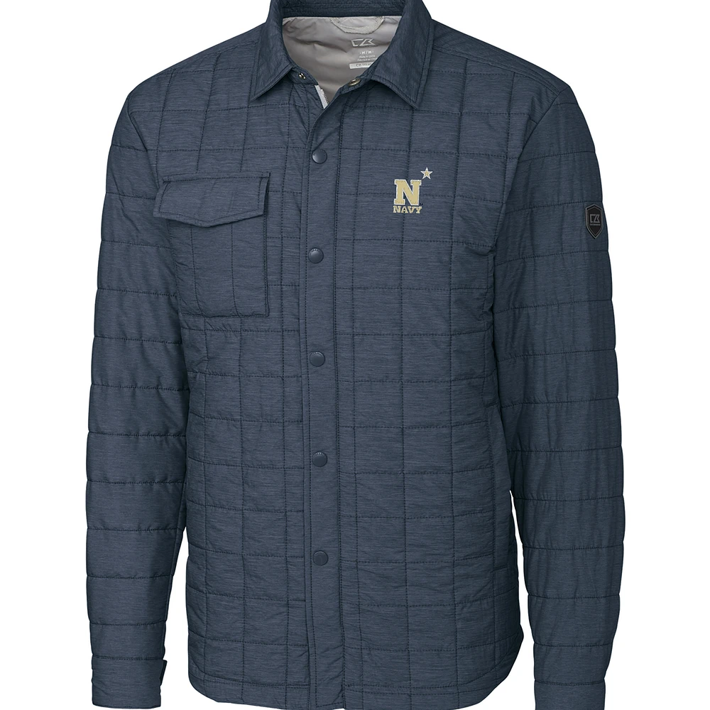 Men's Cutter & Buck Anthracite Navy Midshipmen Rainier Full-Snap Shirt Jacket