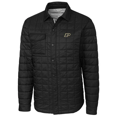 Men's Cutter & Buck Black Purdue Boilermakers Rainier Full-Snap Shirt Jacket