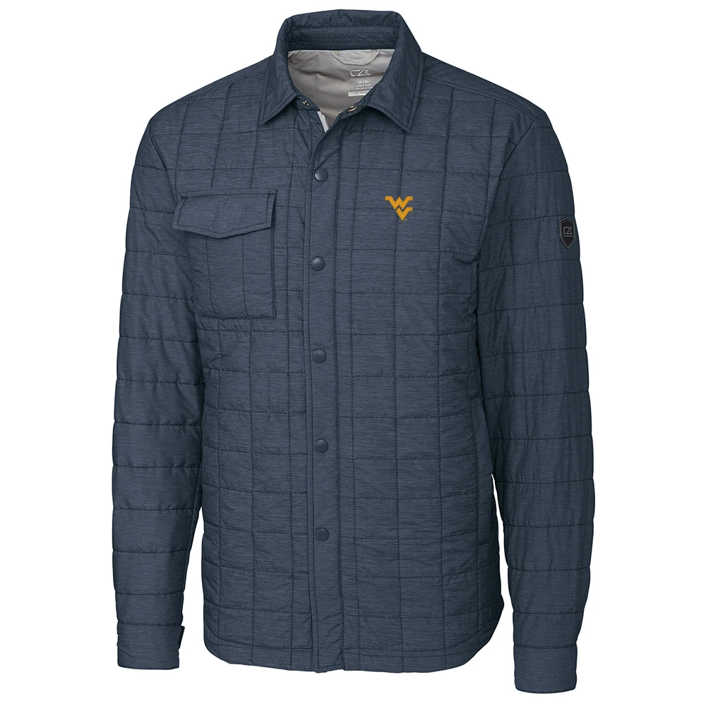 Men's Cutter & Buck Anthracite West Virginia Mountaineers Rainier Full-Snap Shirt Jacket