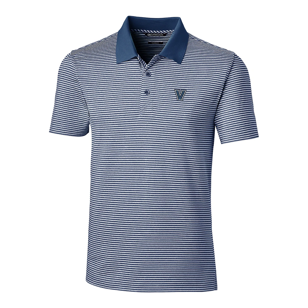Men's Cutter & Buck Navy Villanova Wildcats Forge Tonal Stripe Tailored Fit Polo Shirt