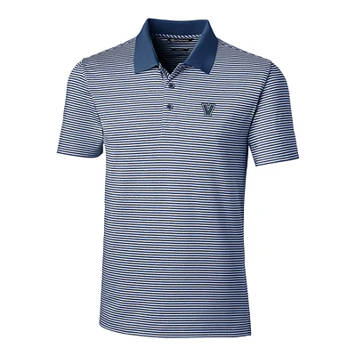 Men's Cutter & Buck Navy Villanova Wildcats Forge Tonal Stripe Tailored Fit Polo Shirt