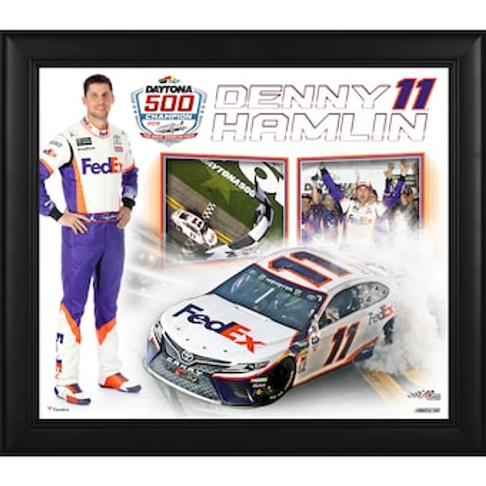 Denny Hamlin Framed 15" x 17" Daytona 500 Champion Collage