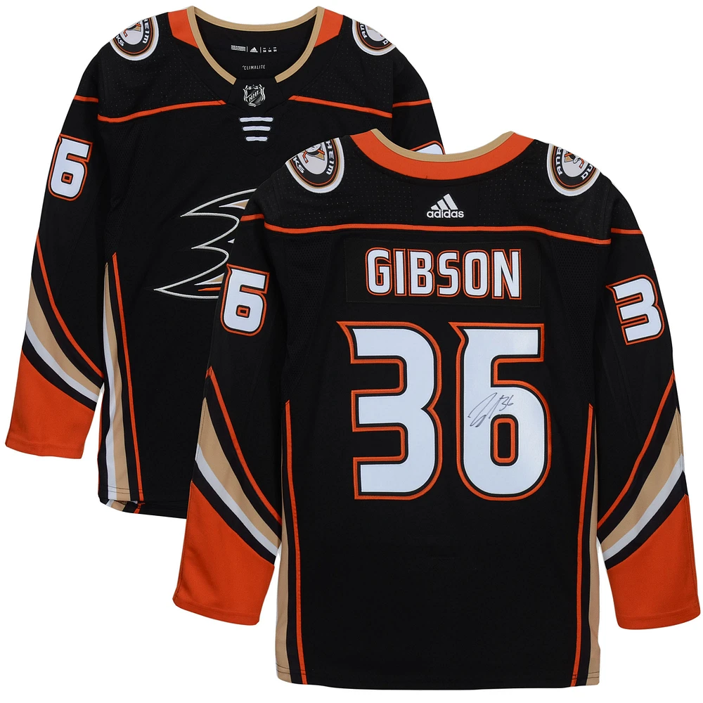 John Gibson Anaheim Ducks Autographed Black Adidas Authentic Jersey